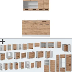 Vicco Cuisine Chêne doré/blanc 140cm sans PT