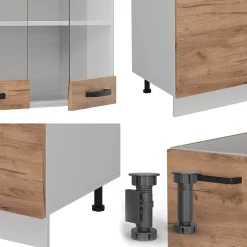 Vicco Cuisine Chêne doré/blanc 300cm sans PT