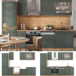 Vicco Cuisine Chêne vert et or/chêne doré 300cm , PT Marbre