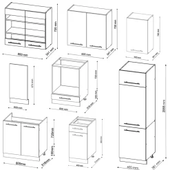 Vicco Cuisine Chêne vert et or/chêne doré 300cm , PT Marbre
