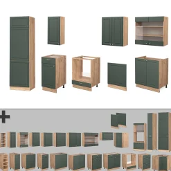 Vicco Cuisine Chêne vert et or/chêne doré 300cm , PT Marbre