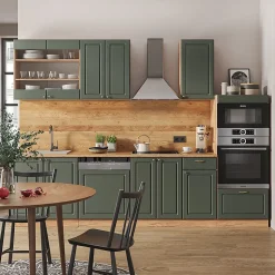 Vicco Cuisine Chêne vert et or/chêne doré 300cm avec armoire haute, PT Chêne