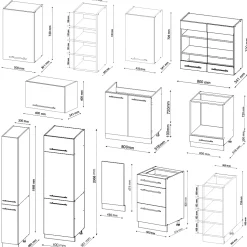 Vicco Cuisine Chêne vert et or/chêne doré 355cm , PT Anthracite