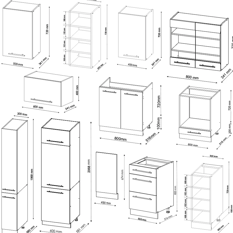 Vicco Cuisine Chêne vert et or/chêne doré 355cm , PT Anthracite