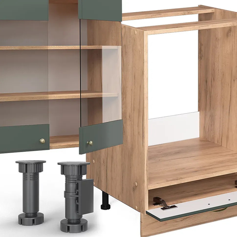 Vicco Cuisine Chêne vert et or/chêne doré 355cm , PT Anthracite