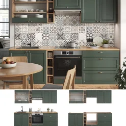 Vicco Cuisine Chêne vert et or/chêne doré 235cm sans PT