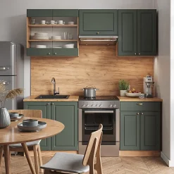 Vicco Cuisine Chêne vert et or/chêne doré 200cm sans PT