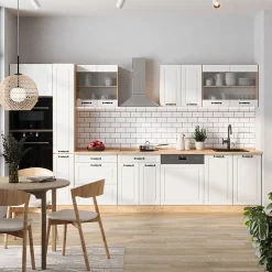 Vicco Cuisine complète Blanc campagnard/Chêne doré 350cm , PT Chêne