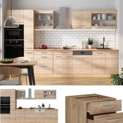 Vicco Cuisine complète Sonoma/Chêne doré 350cm , PT Chêne