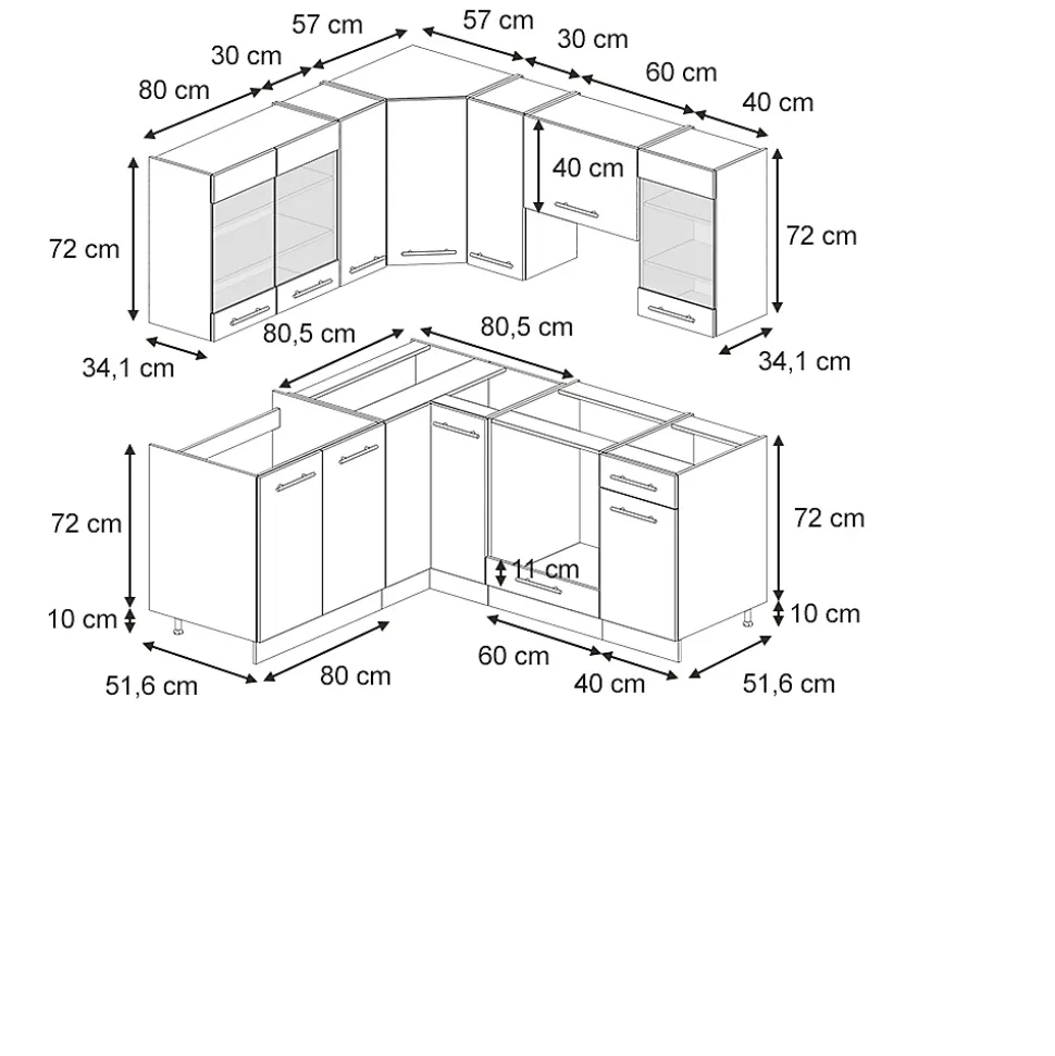 Vicco Cuisine dangle bleu foncé brillant/chêne doré 160x190cm , PT Anthracite