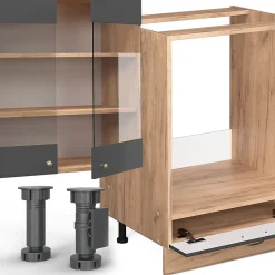 Vicco Cuisine en angle Anthracite Campagne/Chêne doré 347x257cm , PT Marbre