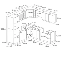Vicco Cuisine en angle Anthracite Campagne/Chêne doré 237x60cm sans PT