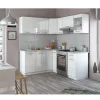 Vicco Cuisine en angle blanc/blanc brillant 187x167cm , PT Marbre
