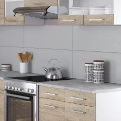 Vicco Cuisine en angle Blanc/Sonoma 267x167cm , PT Marbre