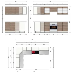 Vicco Cuisine en angle Blanc/Sonoma 267x167cm , PT Marbre