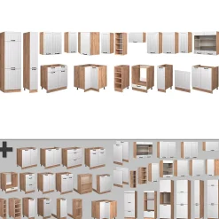 Vicco Cuisine en angle Blanc campagne 347x60cm , PT Anthracite