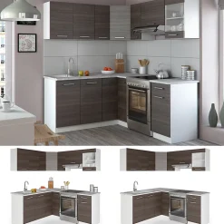 Vicco Cuisine en angle Blanc/gris noble 187x167cm , PT Marbre