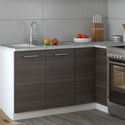 Vicco Cuisine en angle Blanc/gris noble 187x167cm , PT Marbre