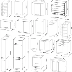 Vicco Cuisine en angle Blanc brillant/Chêne doré 347x257cm sans PT