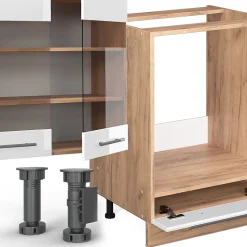 Vicco Cuisine en angle Blanc brillant/Chêne doré 347x257cm sans PT