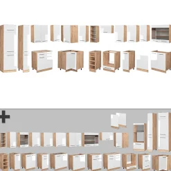 Vicco Cuisine en angle Blanc brillant/Chêne doré 347x257cm sans PT