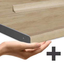 Vicco Cuisine en angle Blanc campagne 347x60cm , PT Chêne