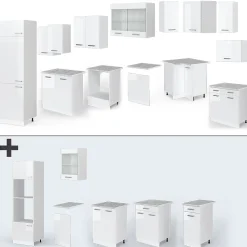 Vicco Cuisine en angle blanc brillant/blanc 227x287cm , PT Chêne