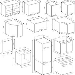 Vicco Cuisine en angle blanc brillant/blanc 227x287cm , PT Chêne