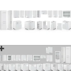 Vicco Cuisine en angle blanc brillant/blanc 347x257cm sans PT