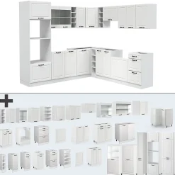 Vicco Cuisine en angle Blanc campagne/blanc 237x247cm , PT Chêne