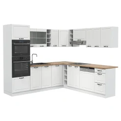 Vicco Cuisine en angle Blanc campagne/blanc 237x247cm , PT Chêne