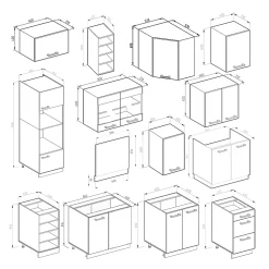 Vicco Cuisine en angle Blanc campagne/blanc 237x247cm , PT Chêne