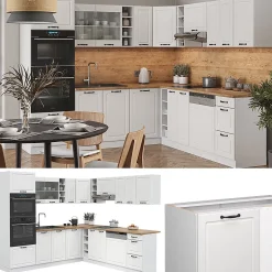 Vicco Cuisine en angle Blanc campagne/blanc 237x247cm , PT Chêne