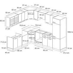 Vicco Cuisine en angle Béton/Anthracite 227x287cm sans PT