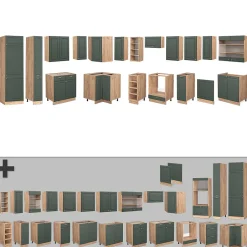 Vicco Cuisine en angle Chêne vert et or/chêne doré 347x257cm , PT Chêne