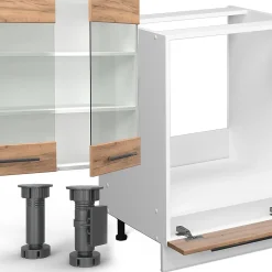 Vicco Cuisine en angle Chêne doré/blanc 347x257cm sans PT