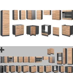 Vicco Cuisine en angle Chêne doré/anthracite 227x287cm , PT Anthracite