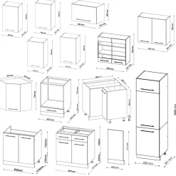 Vicco Cuisine en angle Chêne doré/anthracite 227x287cm , PT Anthracite