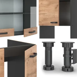 Vicco Cuisine en angle Chêne doré/anthracite 237x60cm sans PT