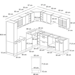Vicco Cuisine en angle Chêne doré/anthracite 257x277cm J-Shape, PT Chêne