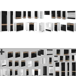 Vicco Cuisine en angle Chêne noir brillant/blanc 257x342cm , PT Marbre