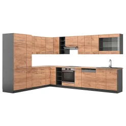 Vicco Cuisine en angle Chêne doré/anthracite 347x257cm , PT Chêne