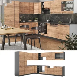 Vicco Cuisine en angle Chêne doré/anthracite 347x257cm , PT Anthracite