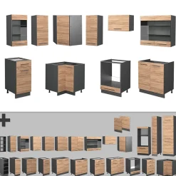 Vicco Cuisine en angle Chêne doré/anthracite 160x190cm , PT Anthracite