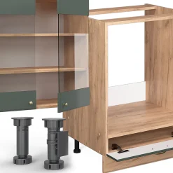 Vicco Cuisine en angle Chêne vert et or/chêne doré 347x257cm , PT Marbre