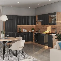 Vicco Cuisine en angle Gris foncé 347x60cm , PT Anthracite