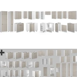 Vicco Cuisine en angle GrisBeige/Blanc 347x257cm , PT Anthracite