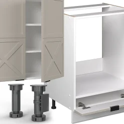 Vicco Cuisine en angle GrisBeige/Blanc 347x257cm , PT Anthracite