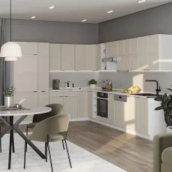 Vicco Cuisine en angle GrisBeige/Blanc 347x257cm , PT Anthracite