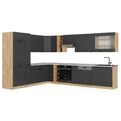 Vicco Cuisine en angle Gris foncé 347x60cm , PT Marbre